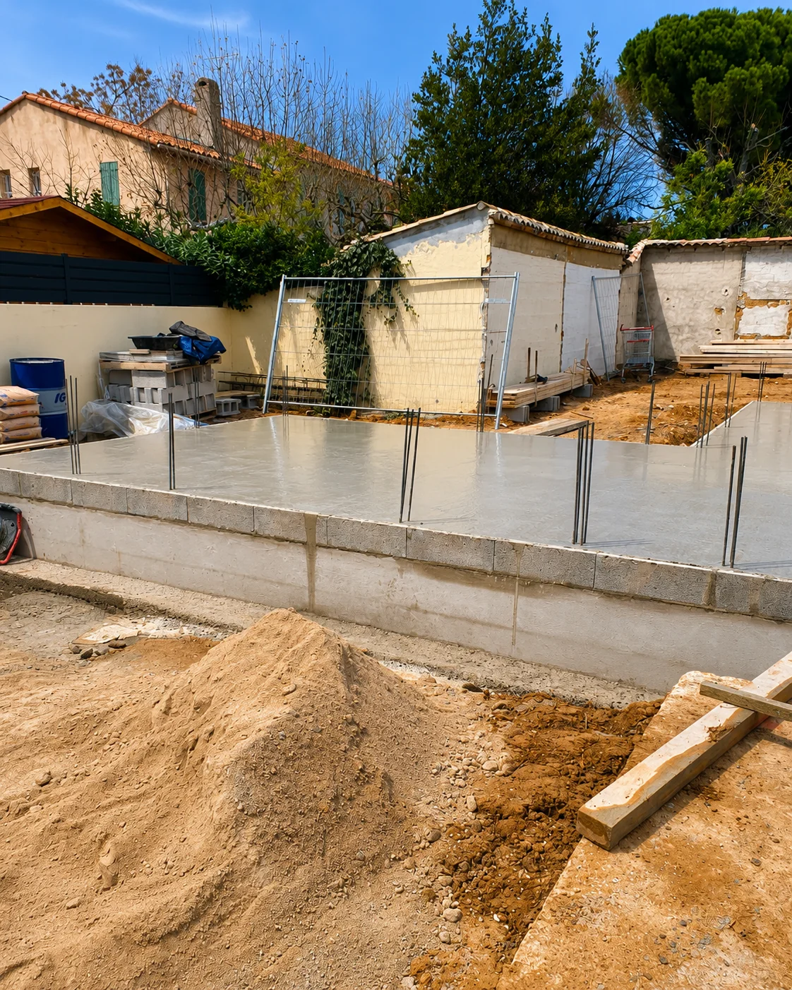 Vue du plancher du chantier à Marseille dans le 12e arrondissement